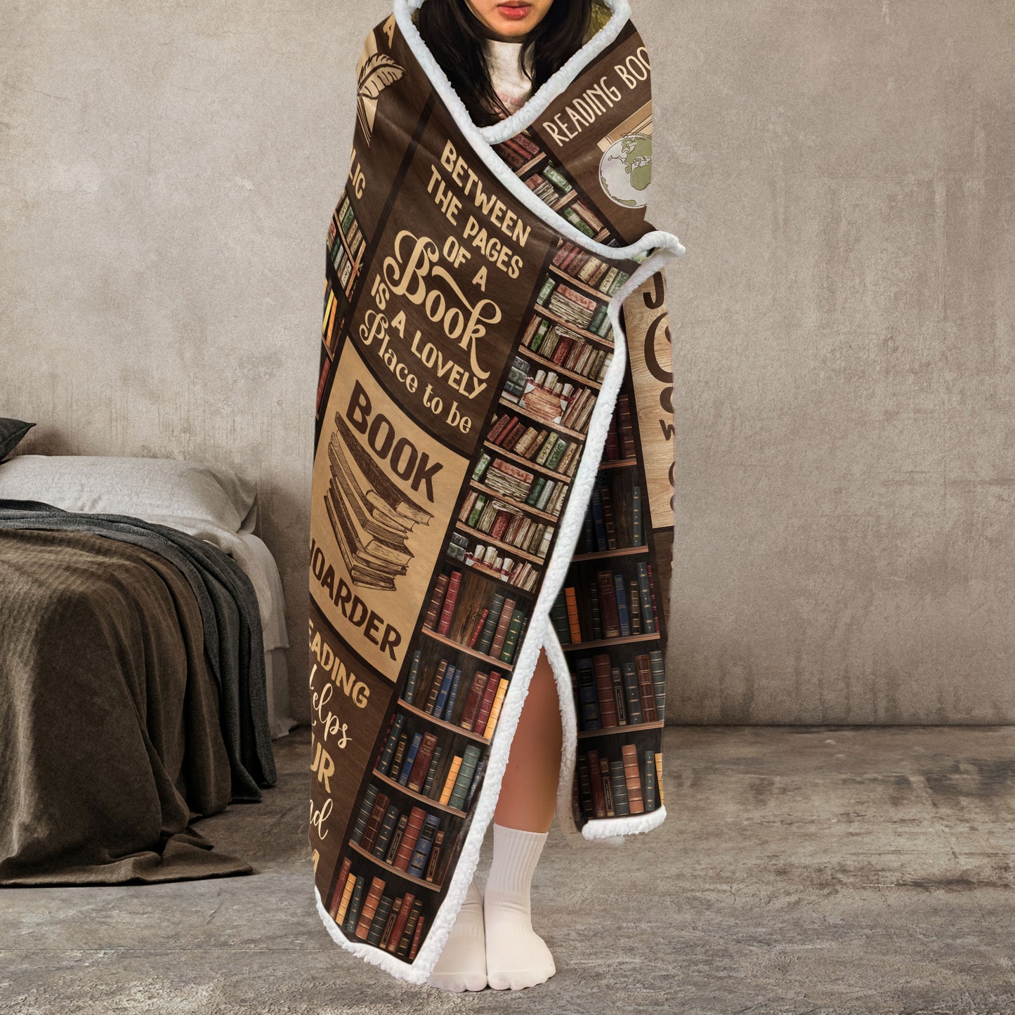 Reading Blanket Just A Girl Who Loves Books - Personalized Wearable Blanket Hoodie