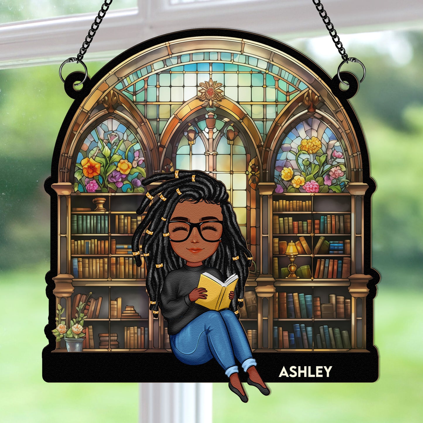 Reading Book New Version - Personalized Window Hanging Suncatcher Ornament