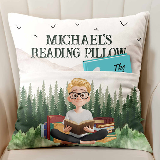 Reading Pillow For Him, Son - Personalized Pocket Pillow (Insert Included)