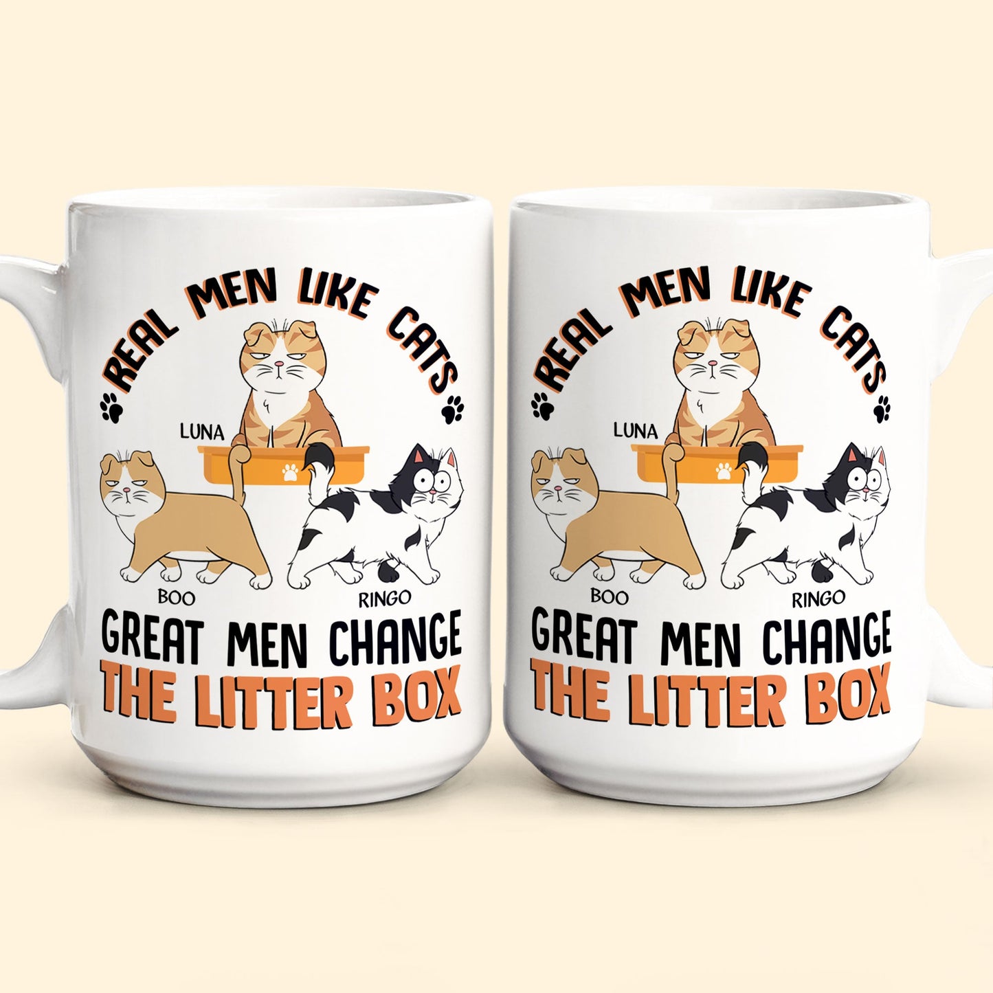 Real Men Like Cats Great Men Change The Litter Box - Personalized Mug