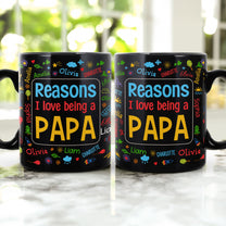 Reasons I Love Being A Papa Name Pattern - Personalized Mug