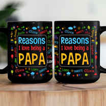 Reasons I Love Being A Papa Name Pattern - Personalized Mug