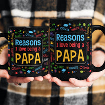 Reasons I Love Being A Papa Name Pattern - Personalized Mug