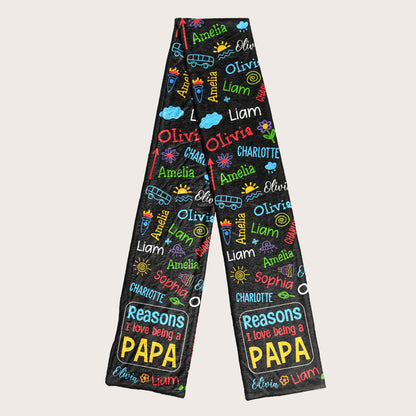 Reasons I Love Being A Papa - Personalized Fleece Scarf