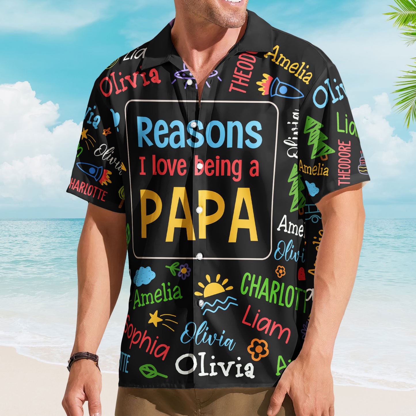 Reasons I Love Being A Papa - Personalized Hawaiian Shirt