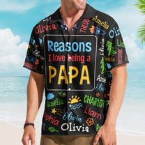 Reasons I Love Being A Papa - Personalized Hawaiian Shirt