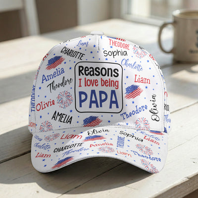 Reasons I Love Being A Papa Custom Name - Personalized Cap