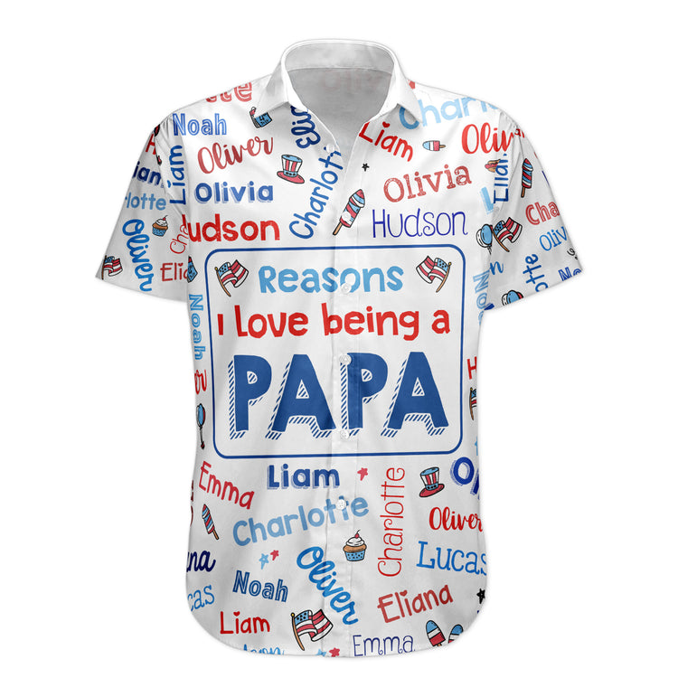 Reasons-I-Love-Being-A-Papa-Usa-250-Patriotic-Kid-Names-Personalized-Hawaiian-Shirt-4