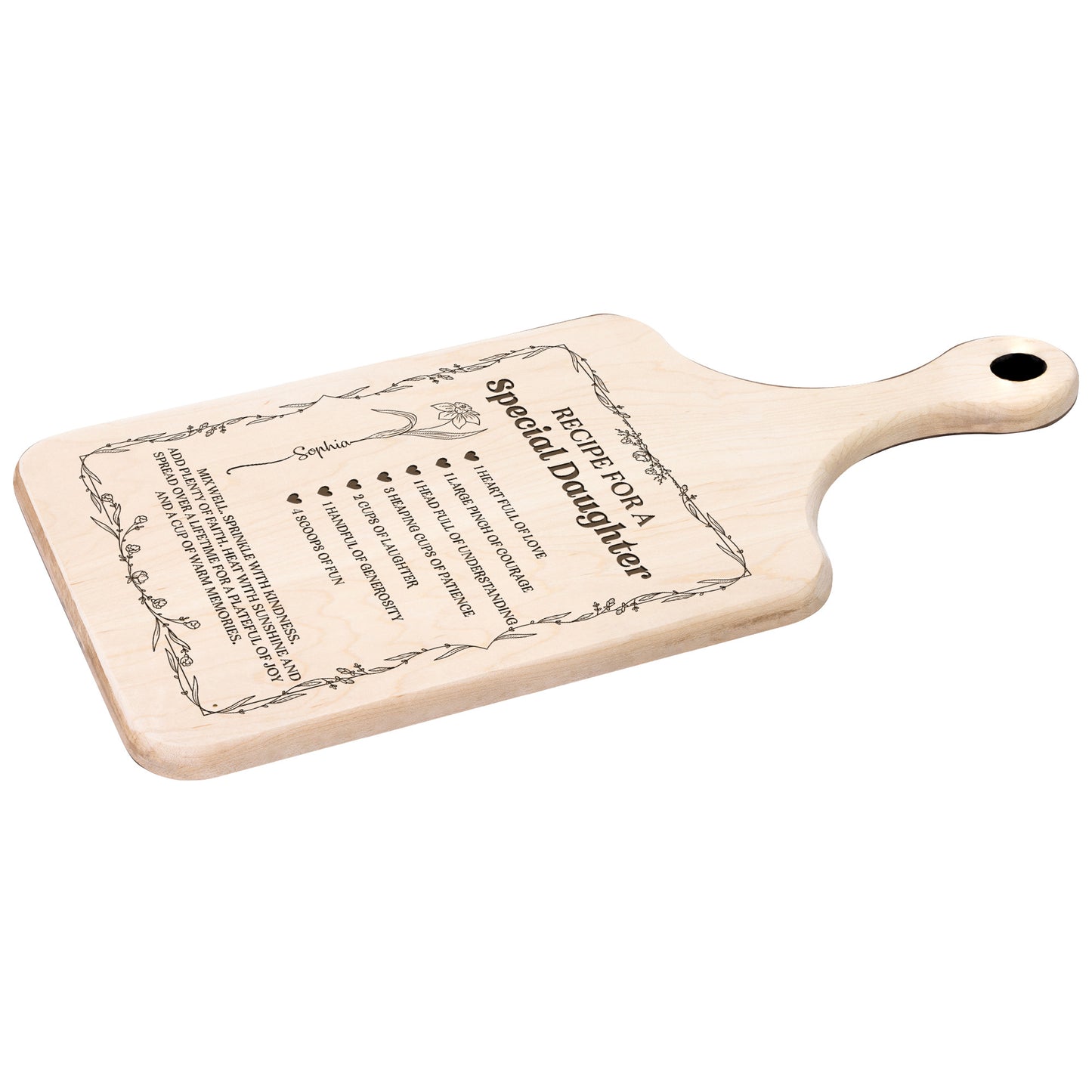 Recipe For A Special Daughter - Personalized Paddle Cutting Board