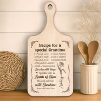 Recipe For A Special Grandma - Personalized Paddle Cutting Board