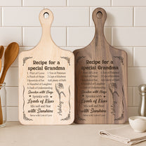 Recipe For A Special Grandma - Personalized Paddle Cutting Board