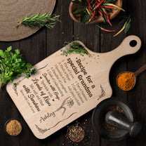 Recipe For A Special Grandma - Personalized Paddle Cutting Board