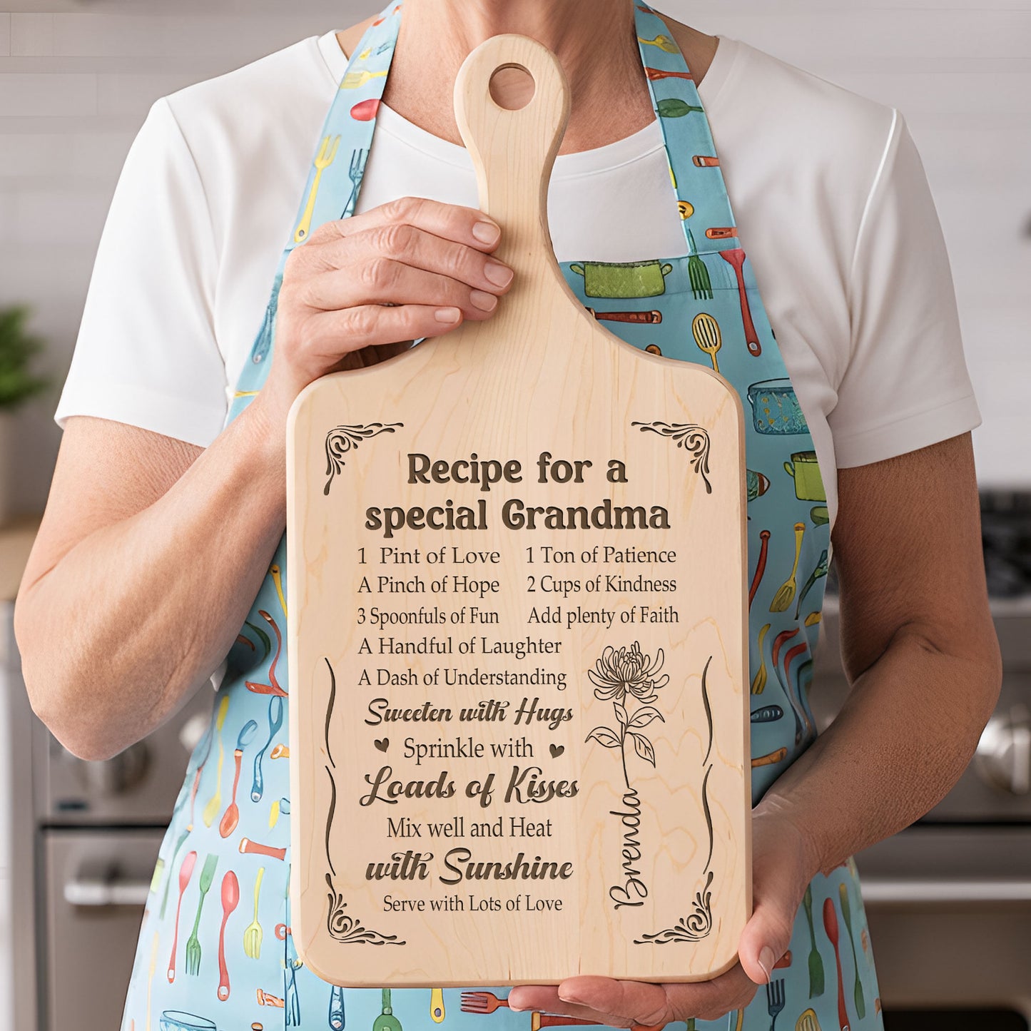 Recipe For A Special Grandma - Personalized Paddle Cutting Board