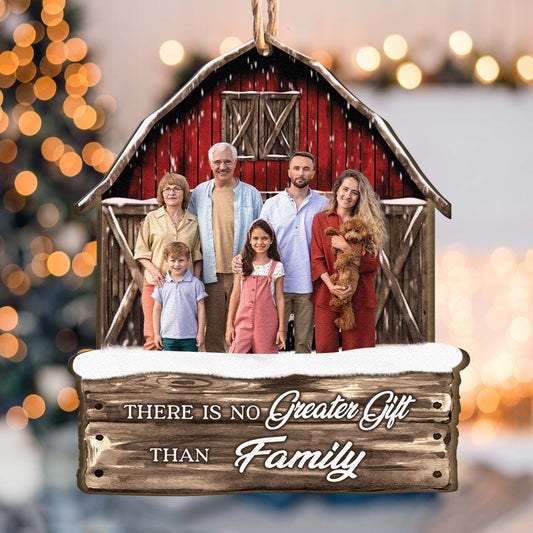 Red Barn Christmas Family Custom Photo - Personalized Photo Wooden Ornament