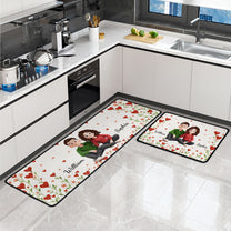 Red Heart Anniversary Vintage Couple - Personalized Runner Rug