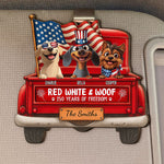 Red White And Woof - Personalized Wooden Car Visor Clip