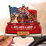 Red White And Woof - Personalized Wooden Car Visor Clip