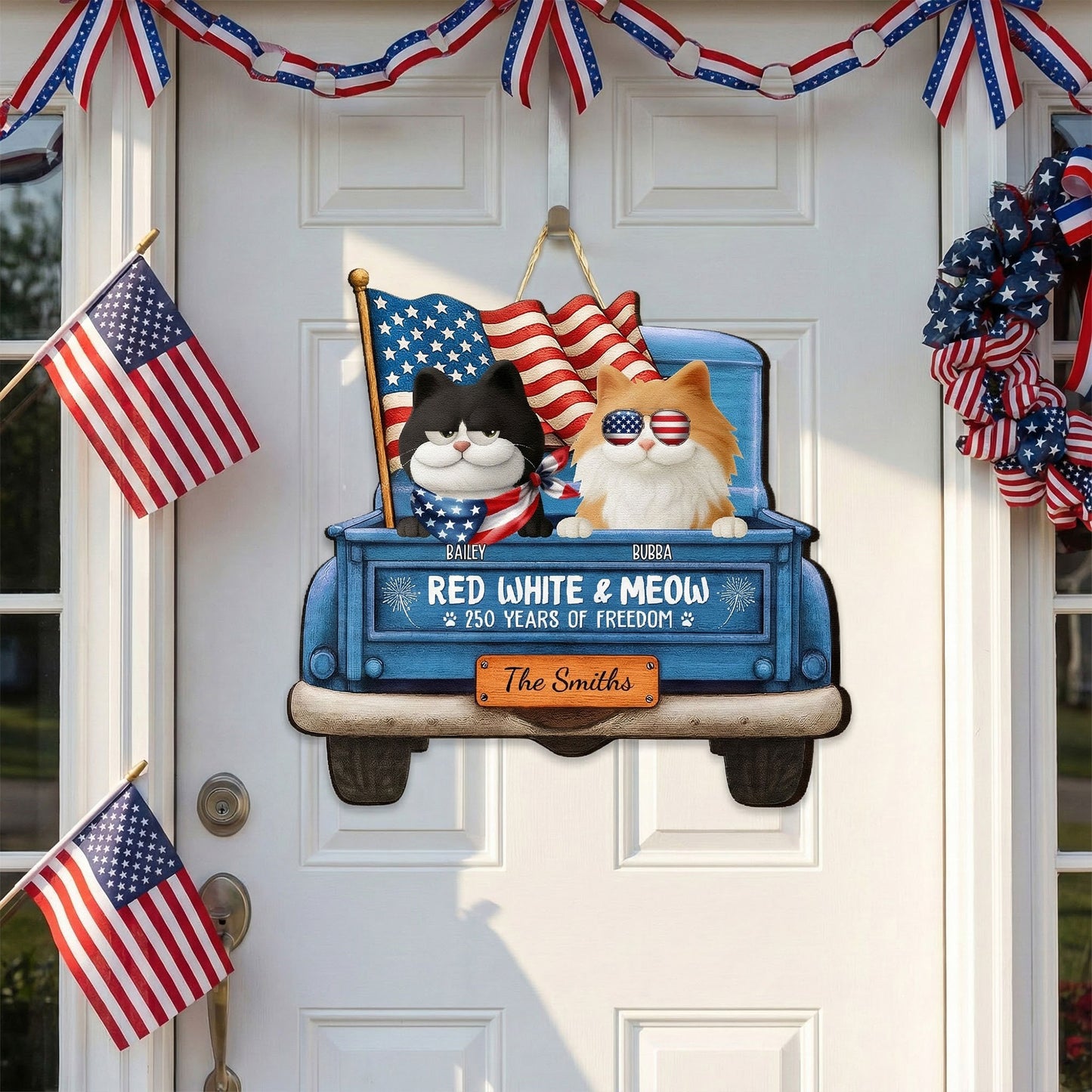 Red White Woof 250 Years Of Freedom - Personalized Wood Sign