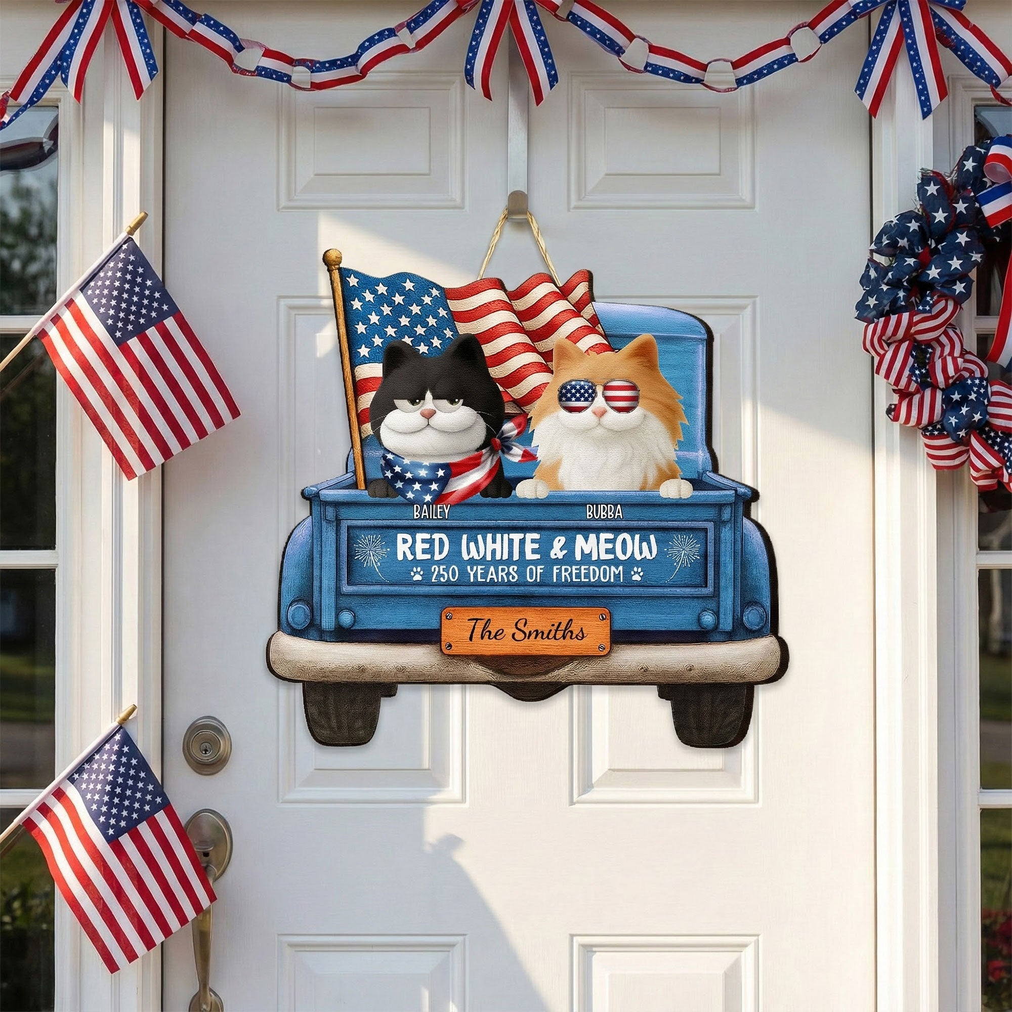 Red White Woof 250 Years Of Freedom - Personalized Wood Sign