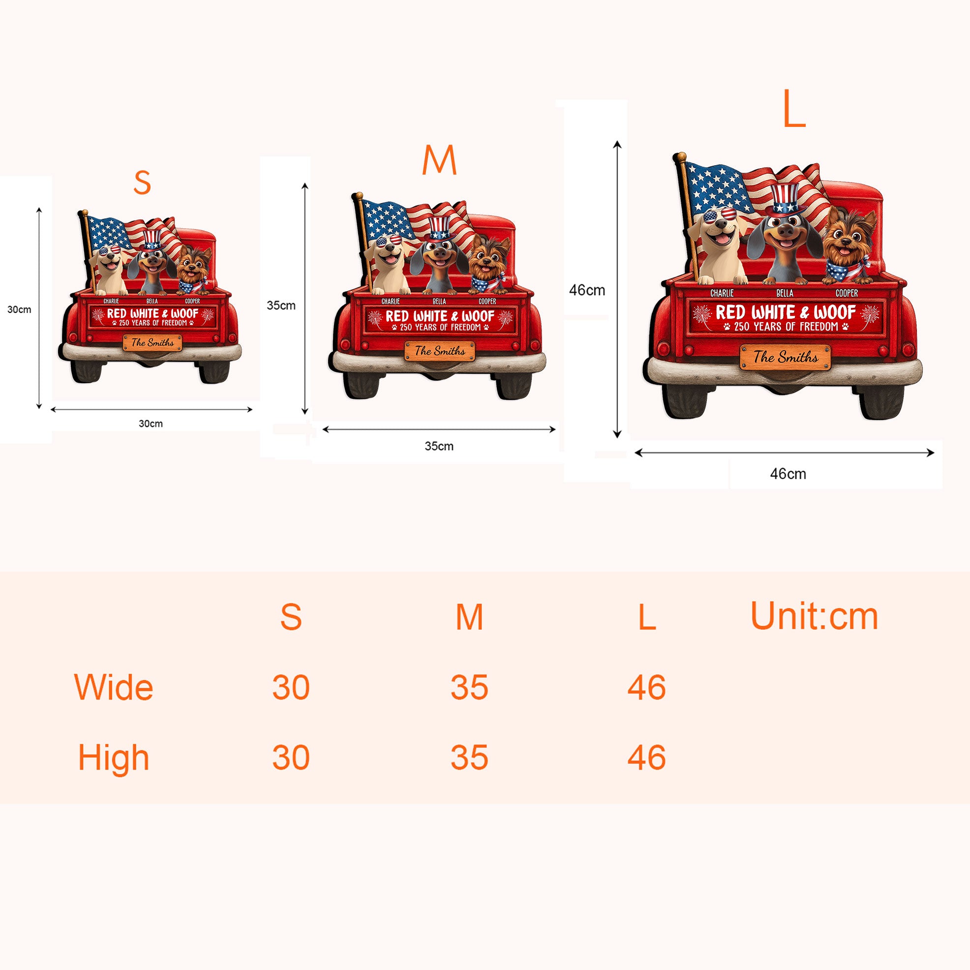 Red White Woof 250 Years Of Freedom - Personalized Wood Sign