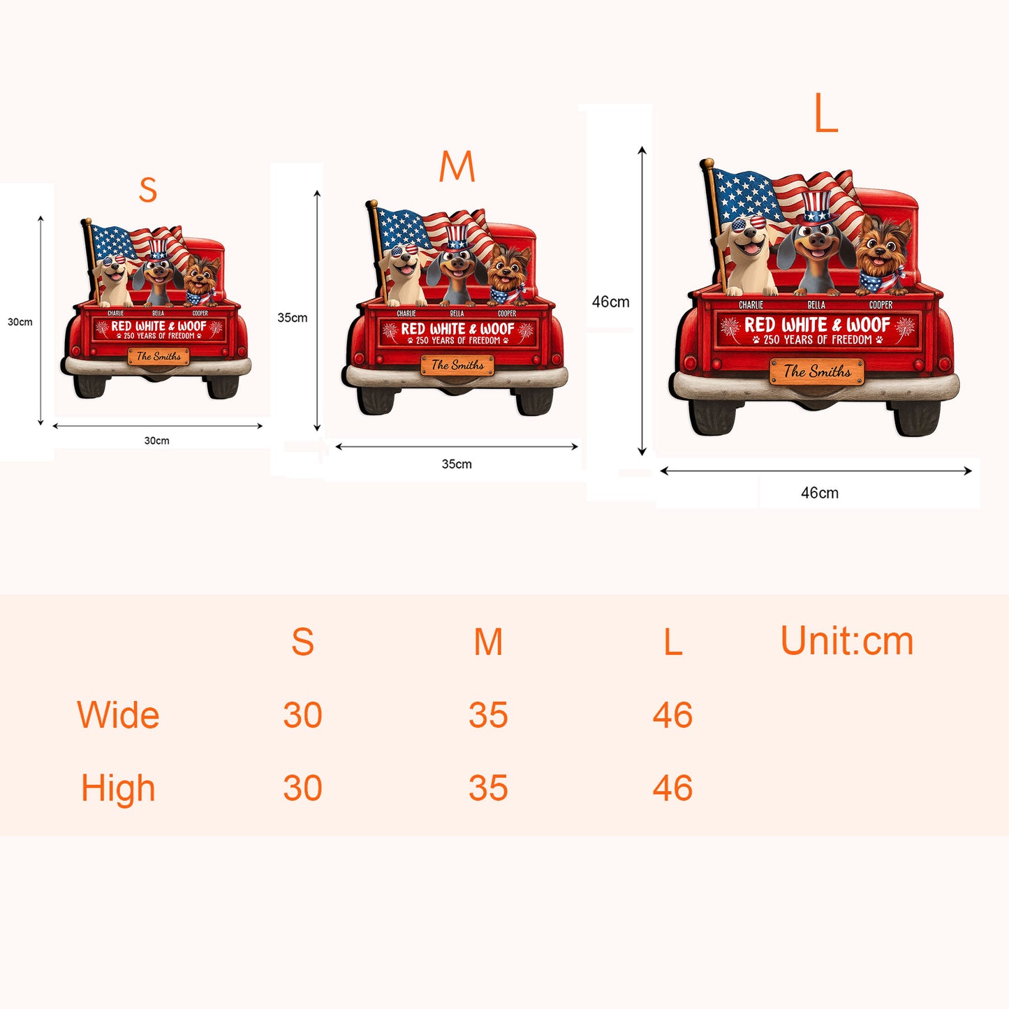 Red White Woof 250 Years Of Freedom - Personalized Wood Sign