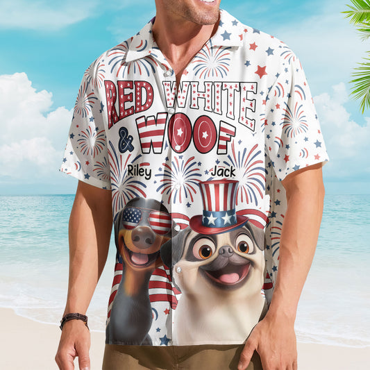 Red White Woof - Personalized Hawaiian Shirt