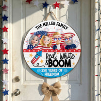 Red White & Boom - Personalized Wood Sign
