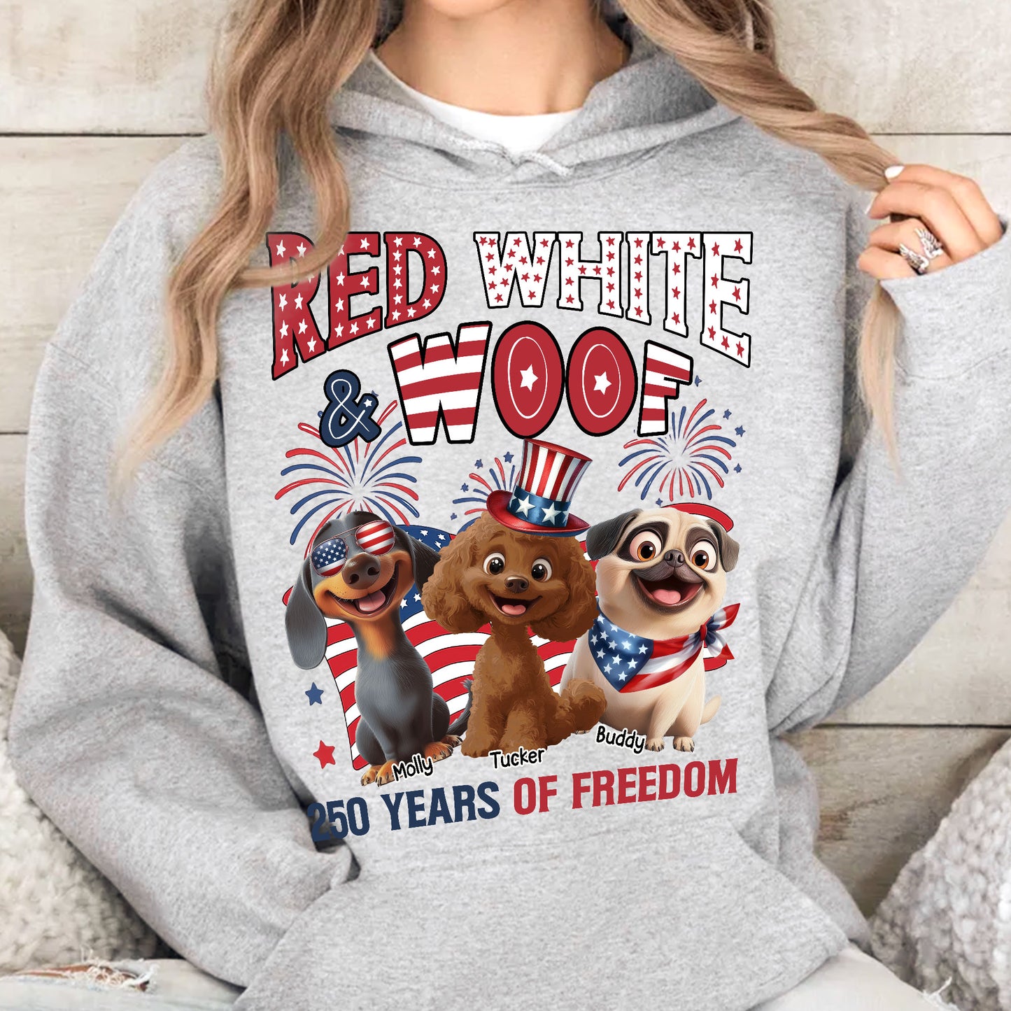 Red White & Woof 250 Years Of Freedom - Personalized Shirt