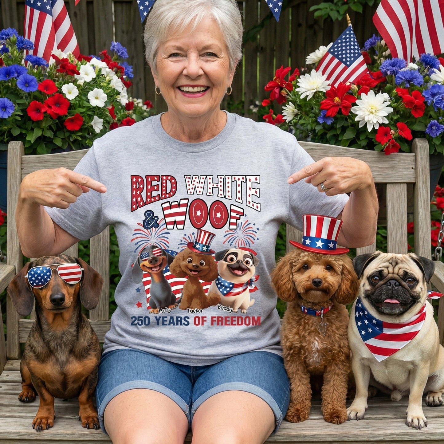 Red White & Woof 250 Years Of Freedom - Personalized Shirt