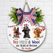 Red White & Woof 250 Years Of Freedom - Personalized Wood Sign
