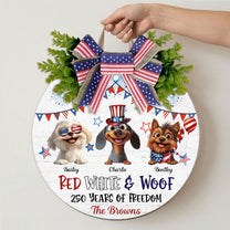 Red White & Woof 250 Years Of Freedom - Personalized Wood Sign
