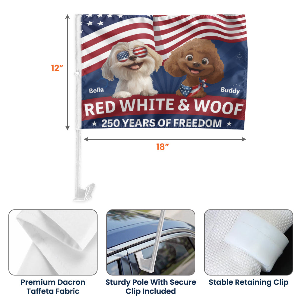 Red White & Woof - Personalized Car Flag