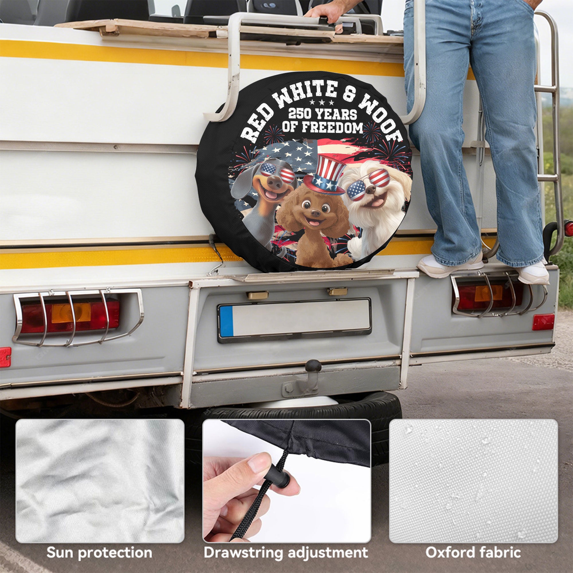 Red White & Woof - Personalized Tire Cover