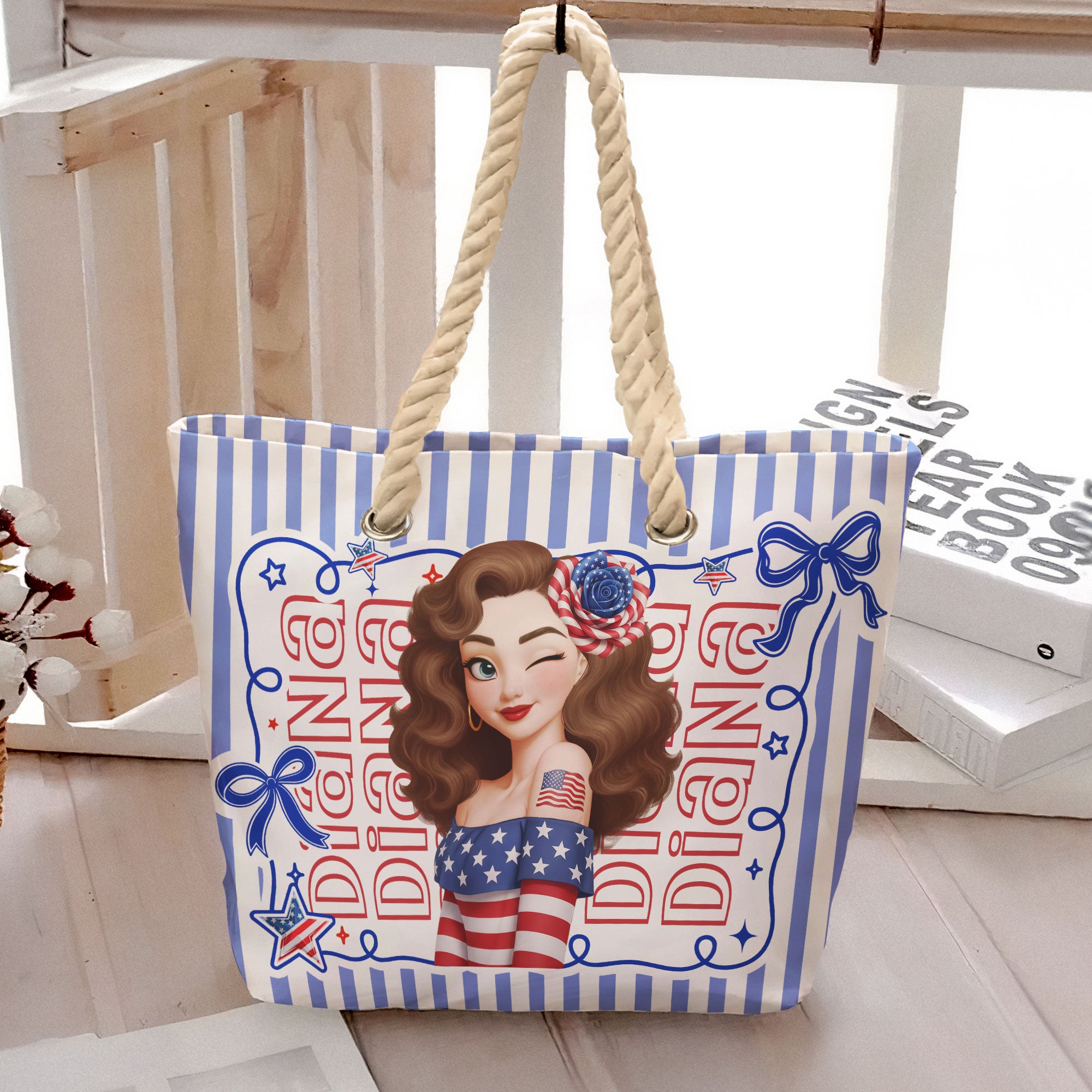Red,-White-&-250-Patriotic-Coquette-Bow-Personalized-Beach-Bag-5