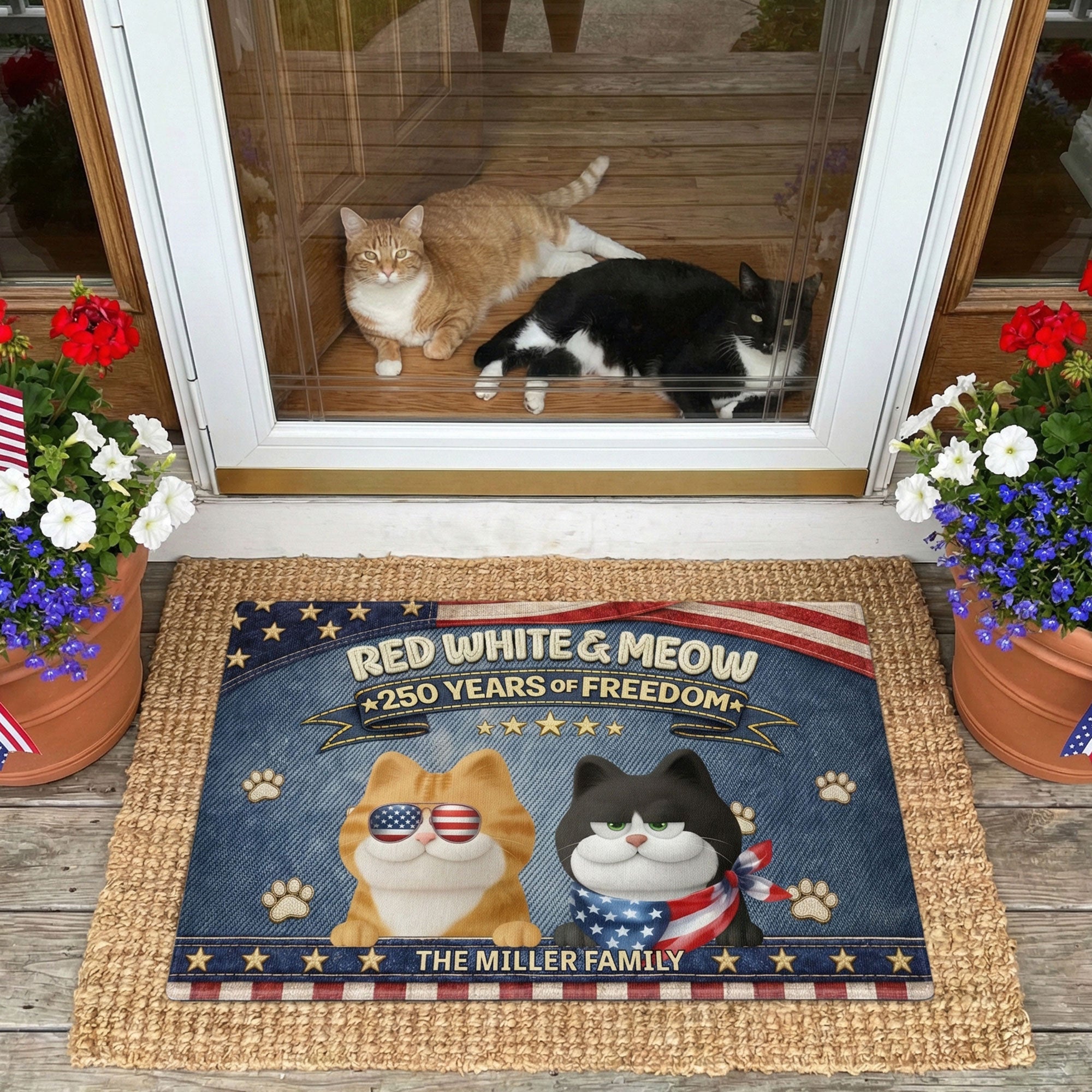Red-White-&-Woof-250-Years-Of-Freedom-Faux-Pattern-Personalized-Doormat-2