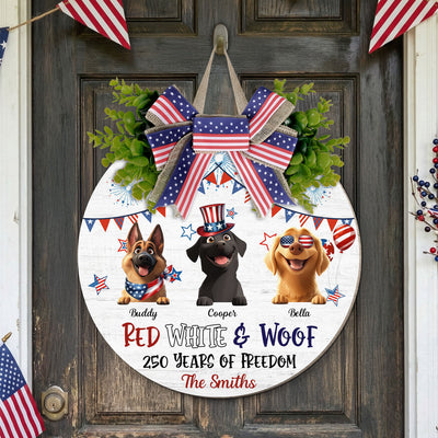 Red White & Woof 250 Years Of Freedom - Personalized Wood Sign