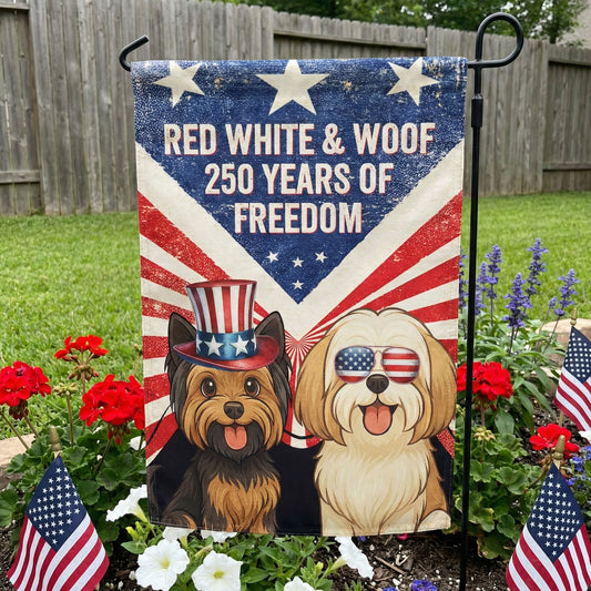 Red-White-&-Woof-250-Years-Of-Freedom-Vintage-Version-Personalized-Flag-1