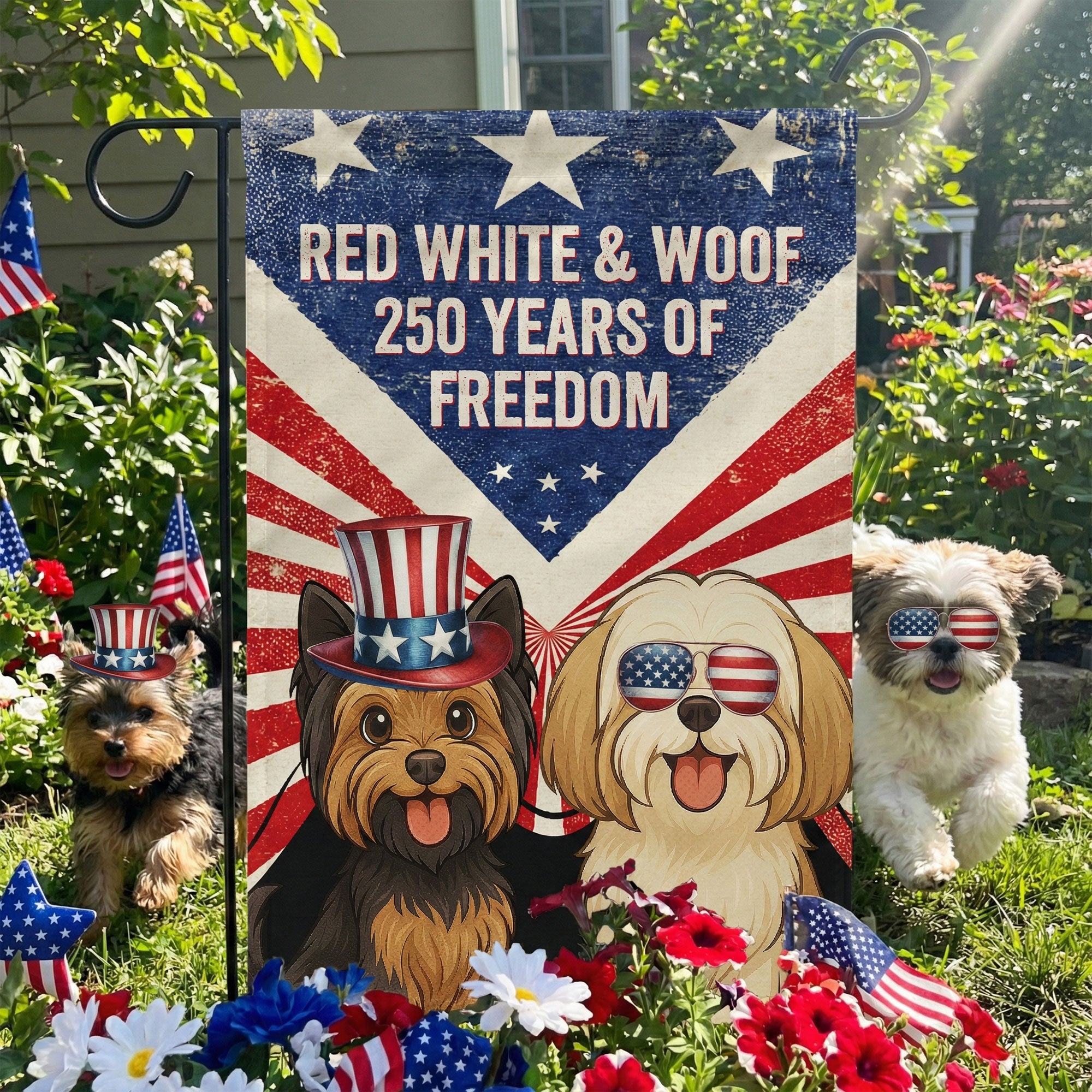 Red-White-&-Woof-250-Years-Of-Freedom-Vintage-Version-Personalized-Flag-2