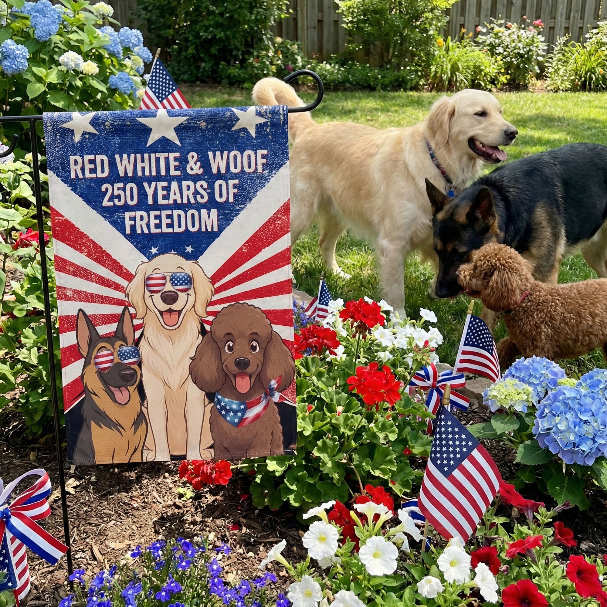 Red-White-&-Woof-250-Years-Of-Freedom-Vintage-Version-Personalized-Flag-3