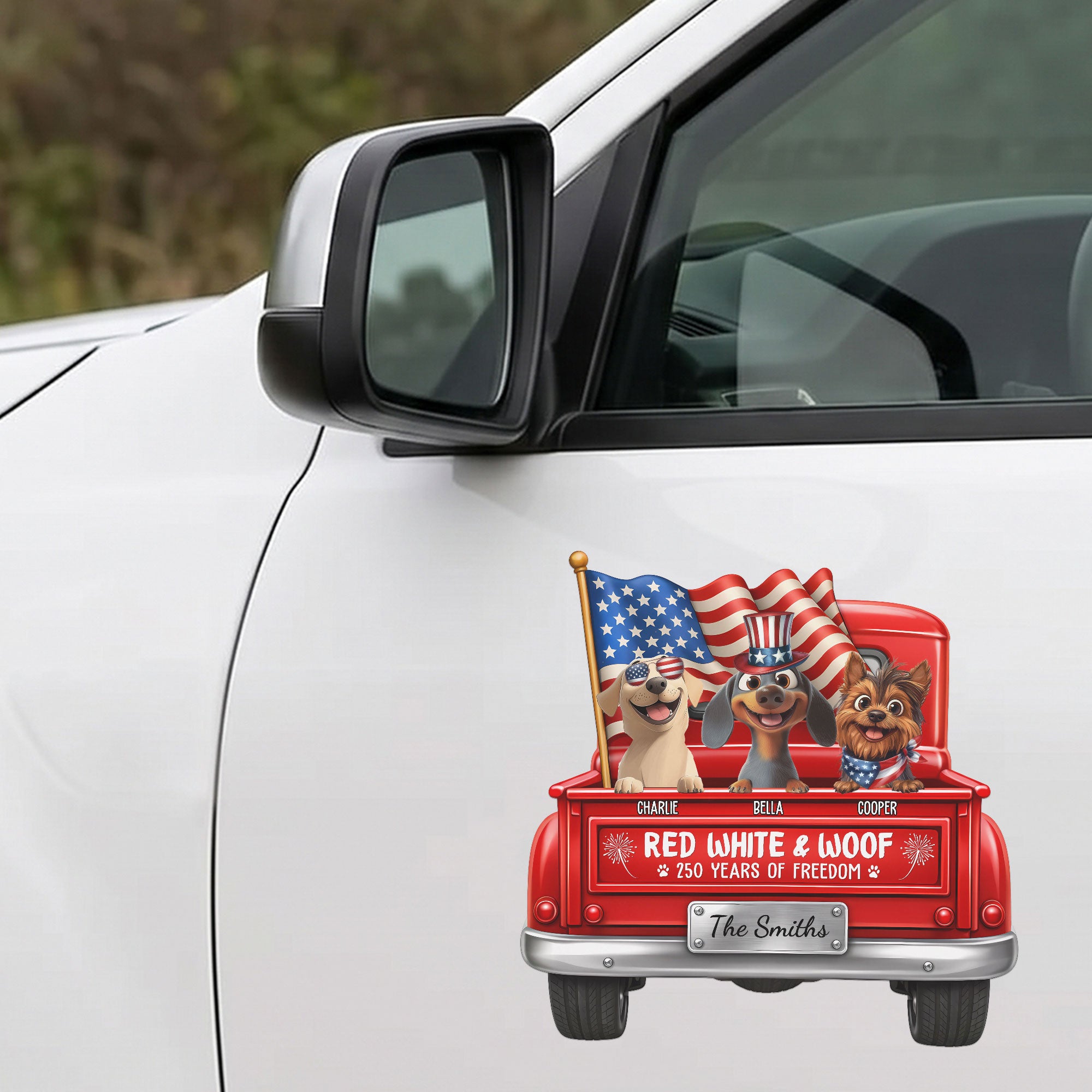 Red-White-&-Woof-Personalized-Bumper-Sticker-2