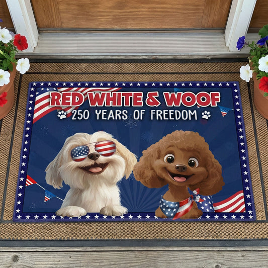 Red_White_Woof_Red_White_Meow_250_Years_Of_Freedom_Personalized_Doormat_1