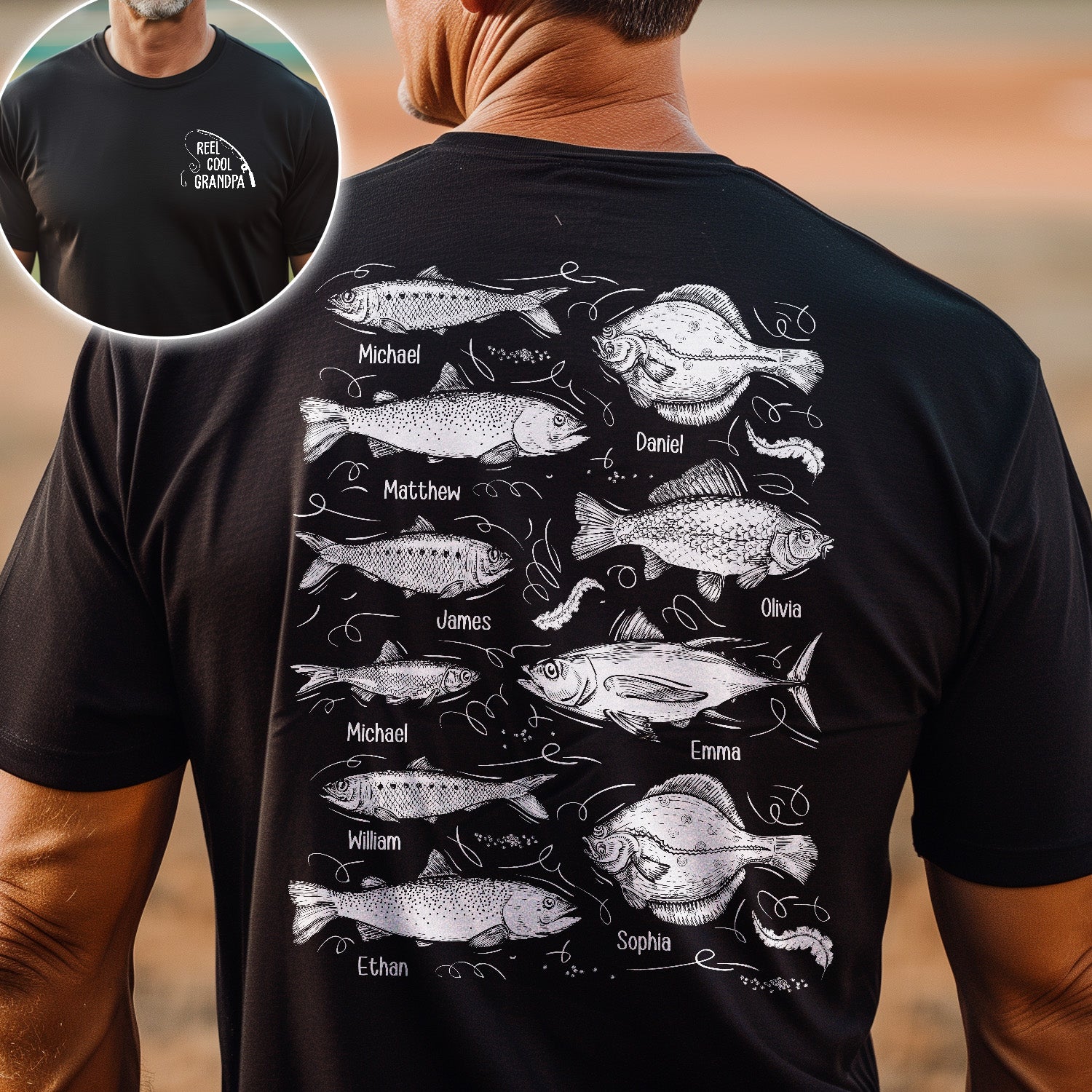 Reel Cool Grandpa - Personalized Shirt - Christmas Gift For Grandpa