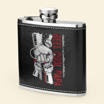 Reel Cool Papa, Grandpa - Personalized Leather Flask