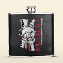 Reel Cool Papa, Grandpa - Personalized Leather Flask