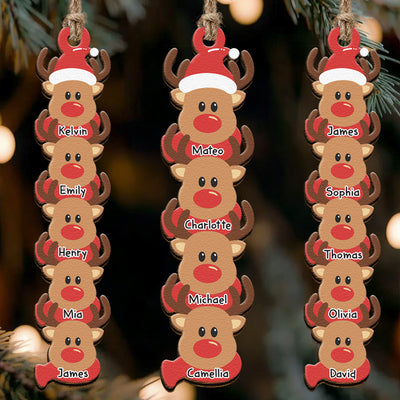 Reindeer Family Christmas Custom Name Keepsake - Personalized Family Ornament