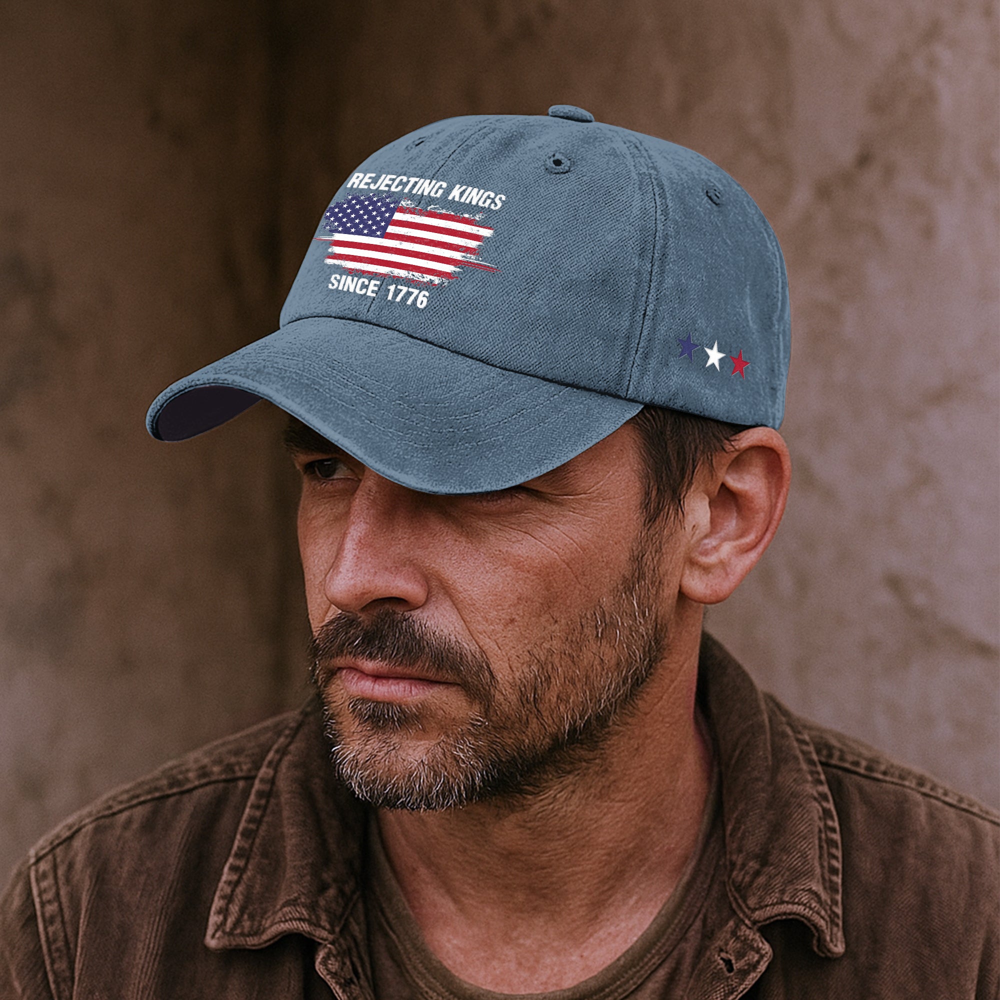 Rejecting Kings Since 1776 - Personalized Distressed Denim Cap