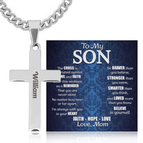 Religious Cross Necklace For Man Him Son - Personalized Cross Necklace With Card
