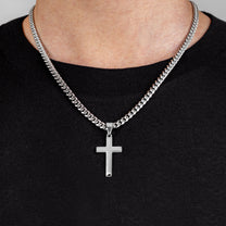 Religious Cross Necklace For Man Him Son - Personalized Cross Necklace With Card