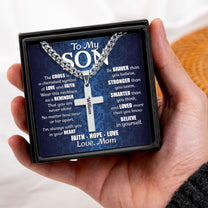Religious Cross Necklace For Man Him Son - Personalized Cross Necklace With Card
