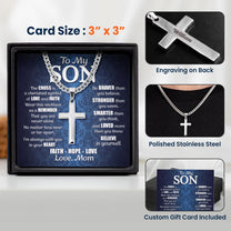 Religious Cross Necklace For Man Him Son - Personalized Cross Necklace With Card